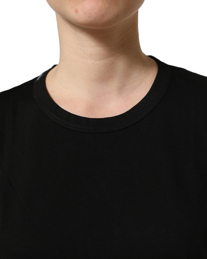 Dolce &amp; Gabbana Black Cotton Crew Neck Short Sleeves T-shirt