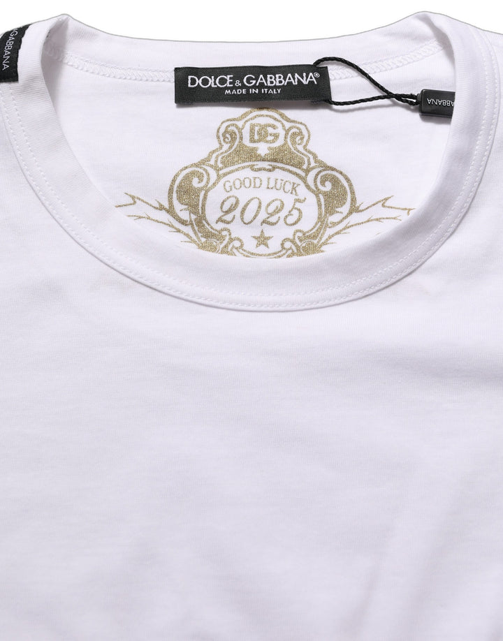 Dolce &amp; Gabbana White Cotton Crew Neck Short Sleeves T-shirt
