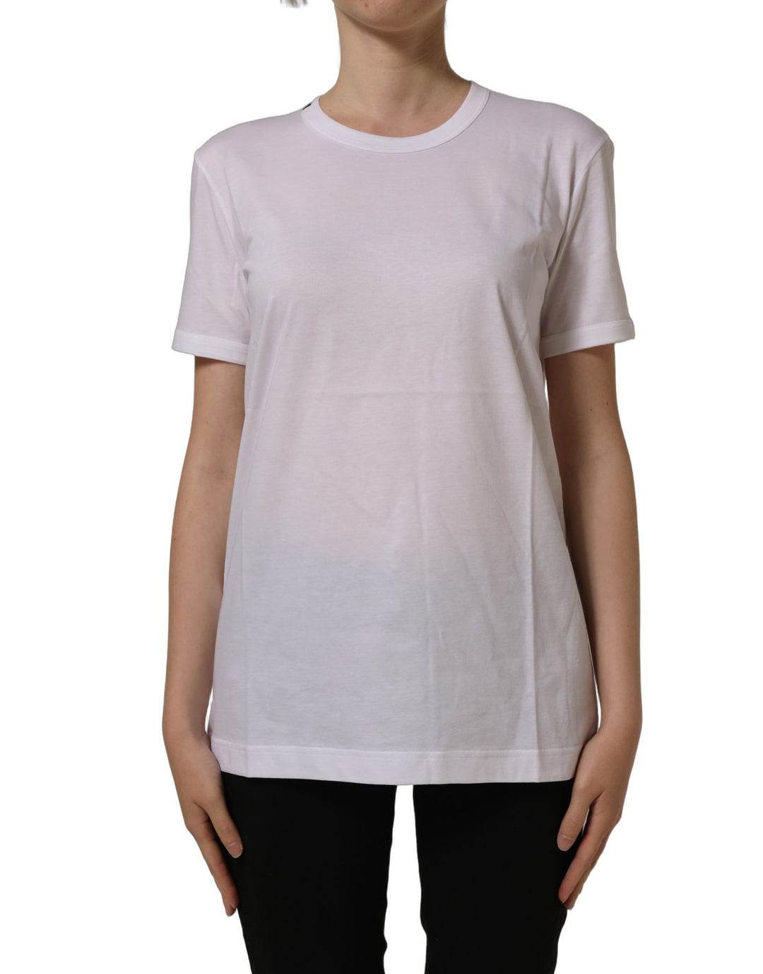 Dolce &amp; Gabbana White Cotton Crew Neck Short Sleeves T-shirt