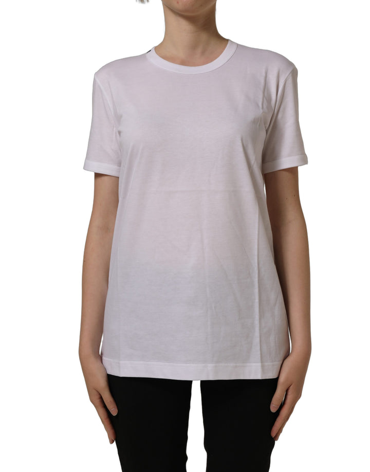 Dolce &amp; Gabbana White Cotton Crew Neck Short Sleeves T-shirt
