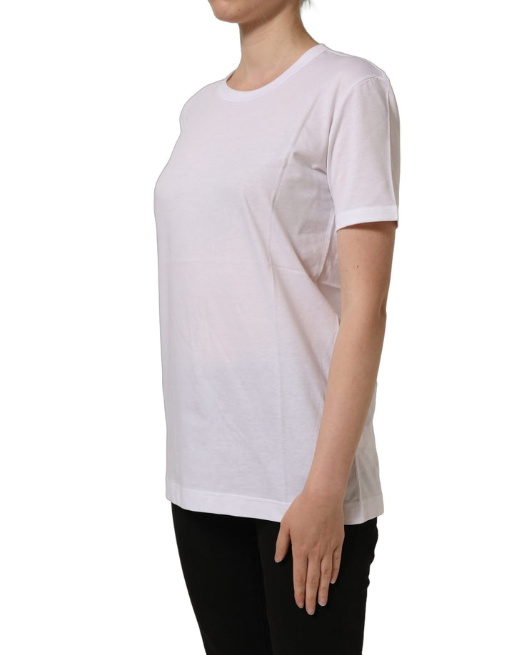 Dolce &amp; Gabbana White Cotton Crew Neck Short Sleeves T-shirt