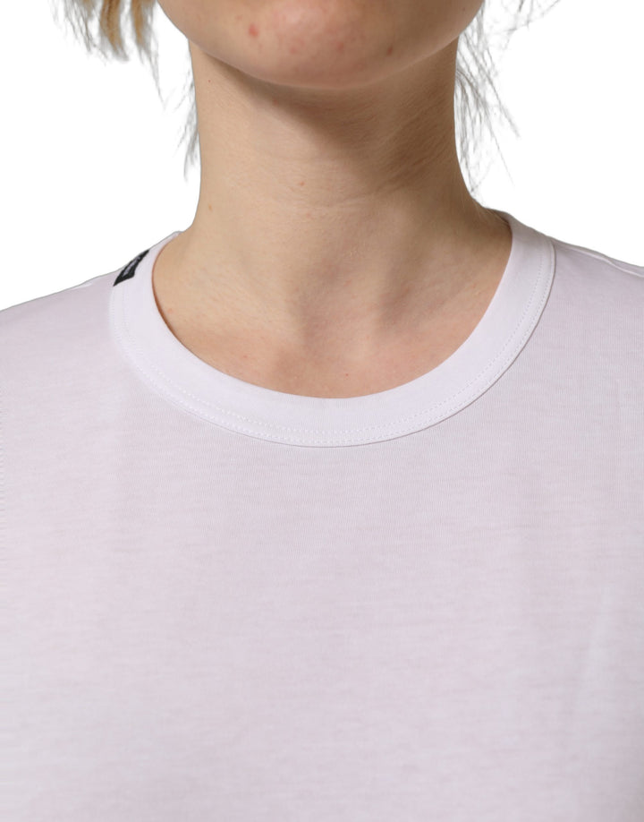 Dolce &amp; Gabbana White Cotton Crew Neck Short Sleeves T-shirt