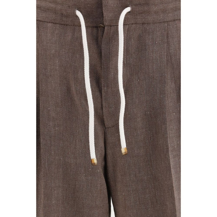 Brunello Cucinelli Brown Linen Casual Pants