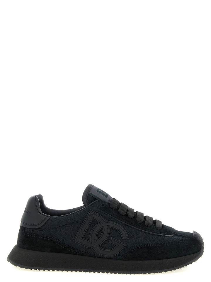 Dolce &amp; Gabbana Black Leather Athletic Sneakers