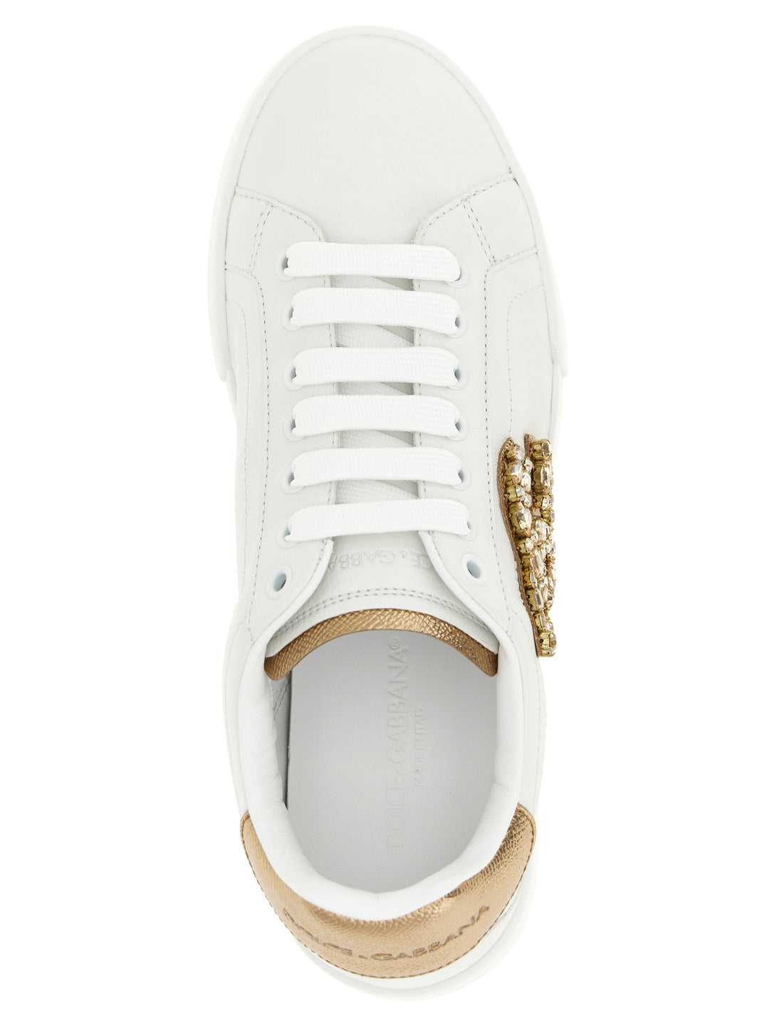Dolce &amp; Gabbana Gold Calfskin Low Top Sneakers