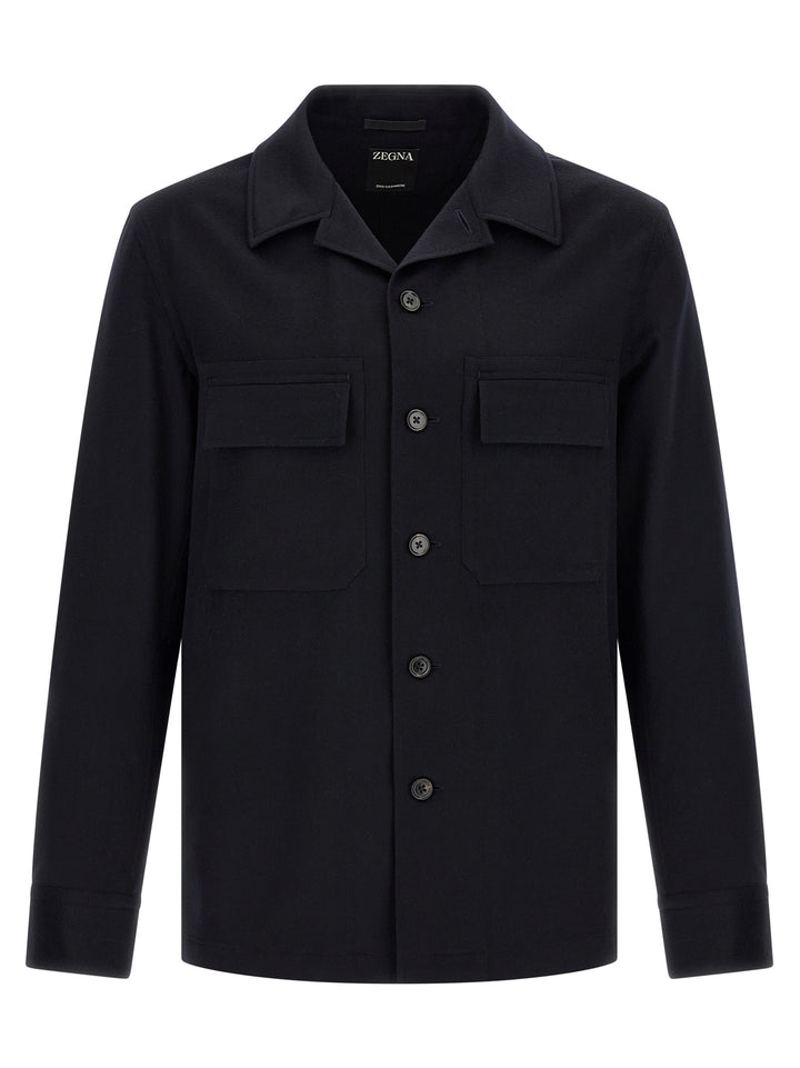 ZEGNA Blue Wool Blouse