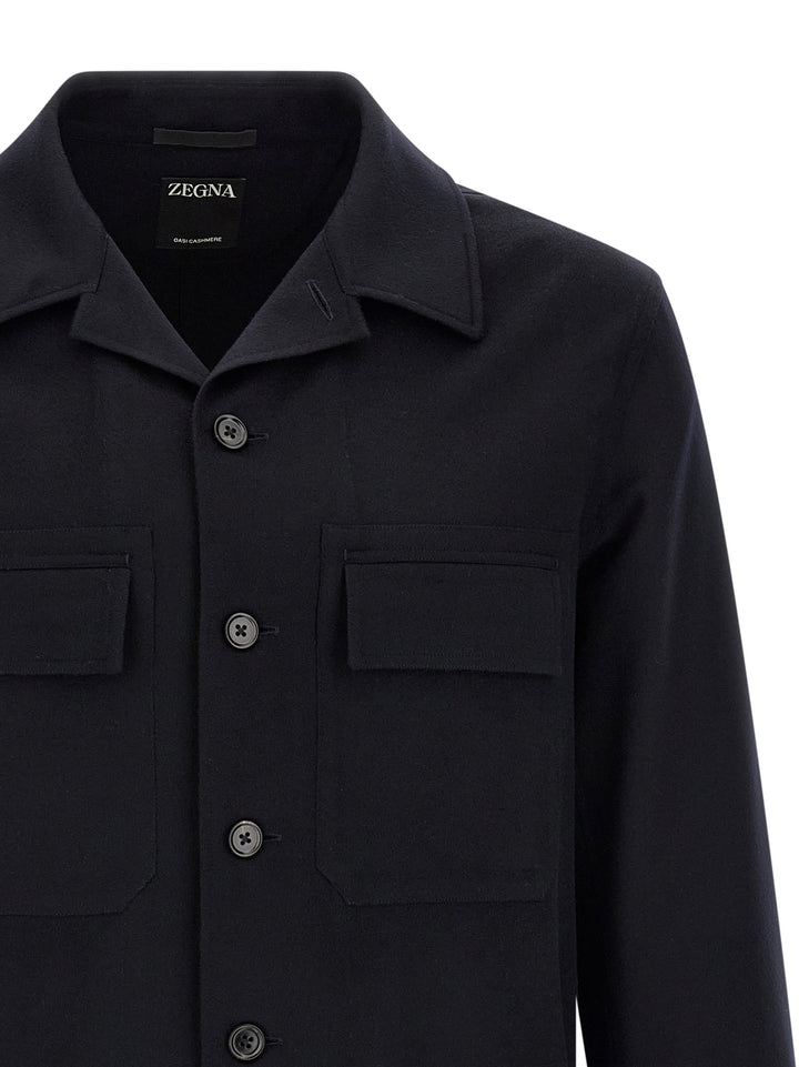 ZEGNA Blue Wool Blouse