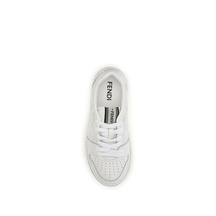 Fendi White Calf Leather Bos Taurus Athletic Sneakers