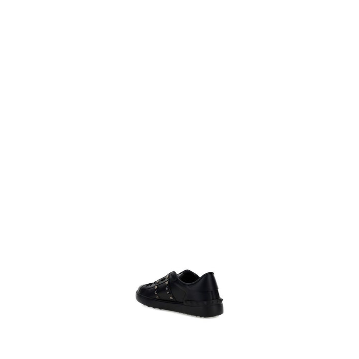 Valentino Garavani Black Calf Leather Bos Taurus Athletic Sneakers