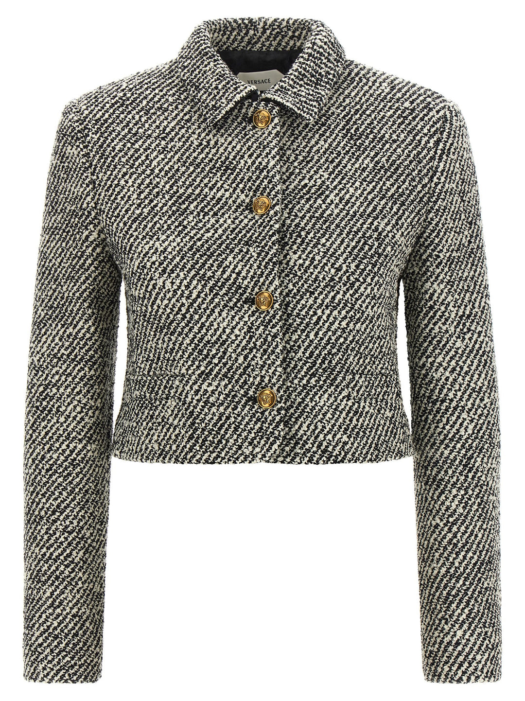Versace Bicolor Virgin Wool Full-Length Jacket