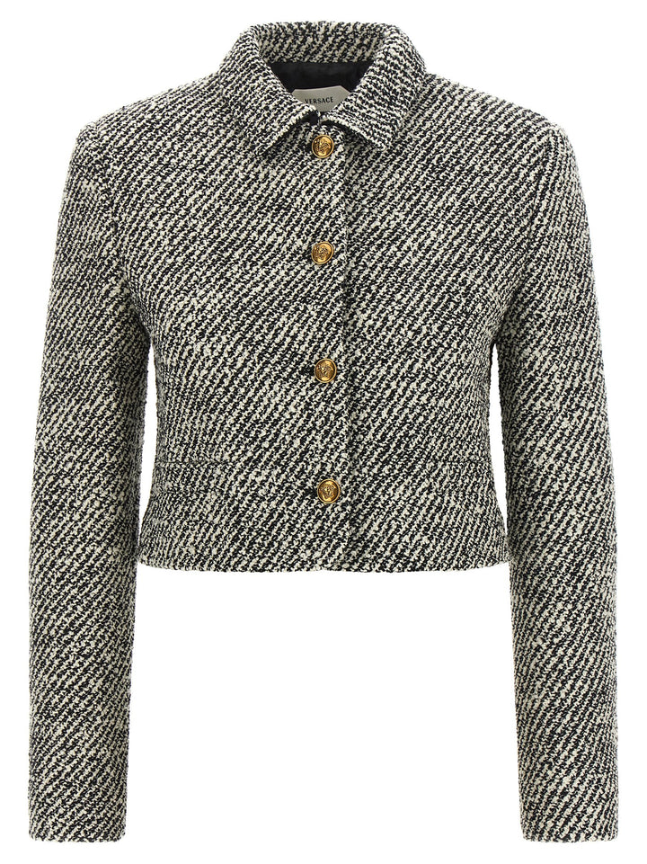 Versace Bicolor Virgin Wool Full-Length Jacket