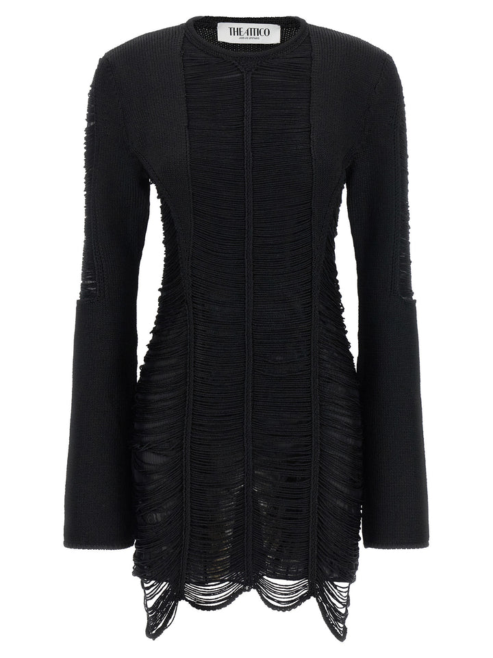The Attico Black Viscose Short Dress