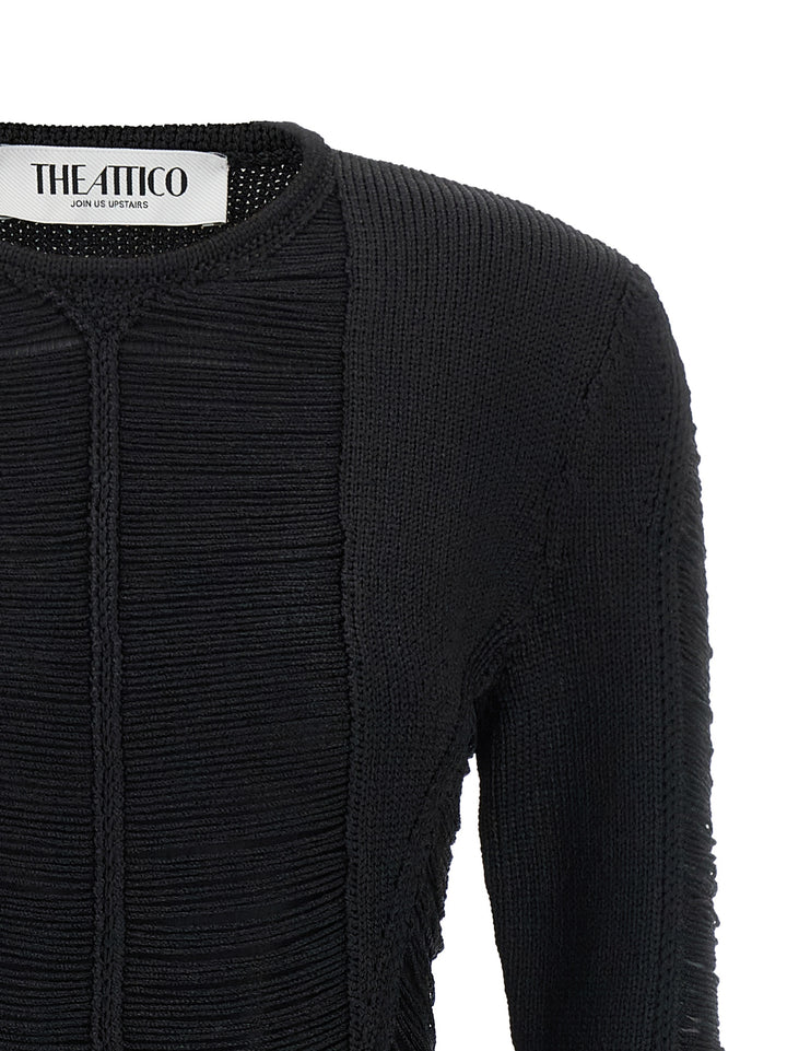 The Attico Black Viscose Short Dress
