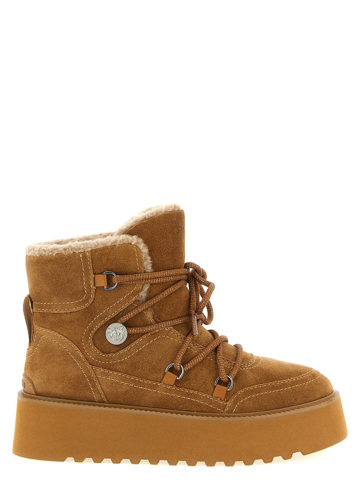 PINKO Brown Cowhide Flat Boots