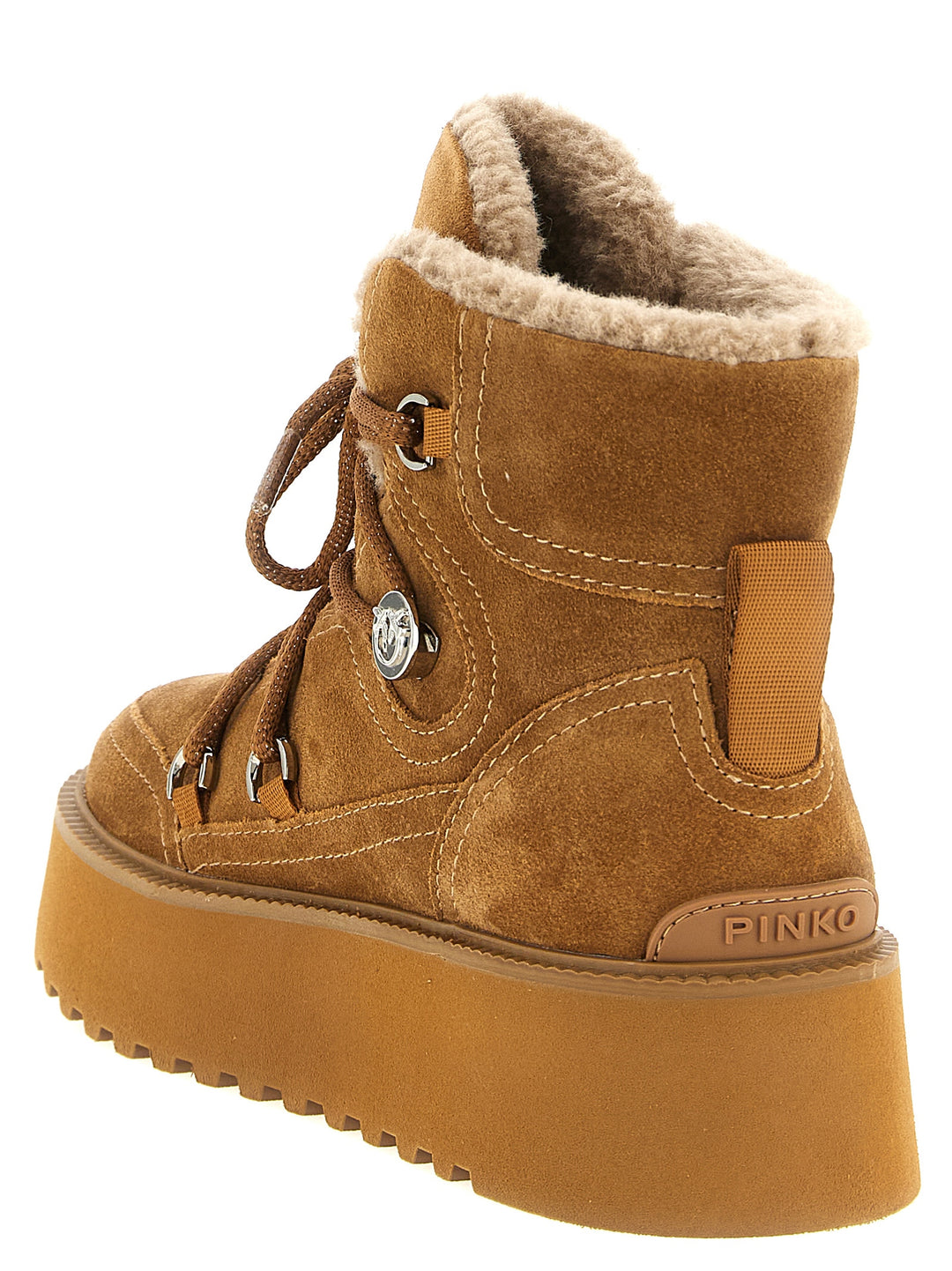 PINKO Brown Cowhide Flat Boots