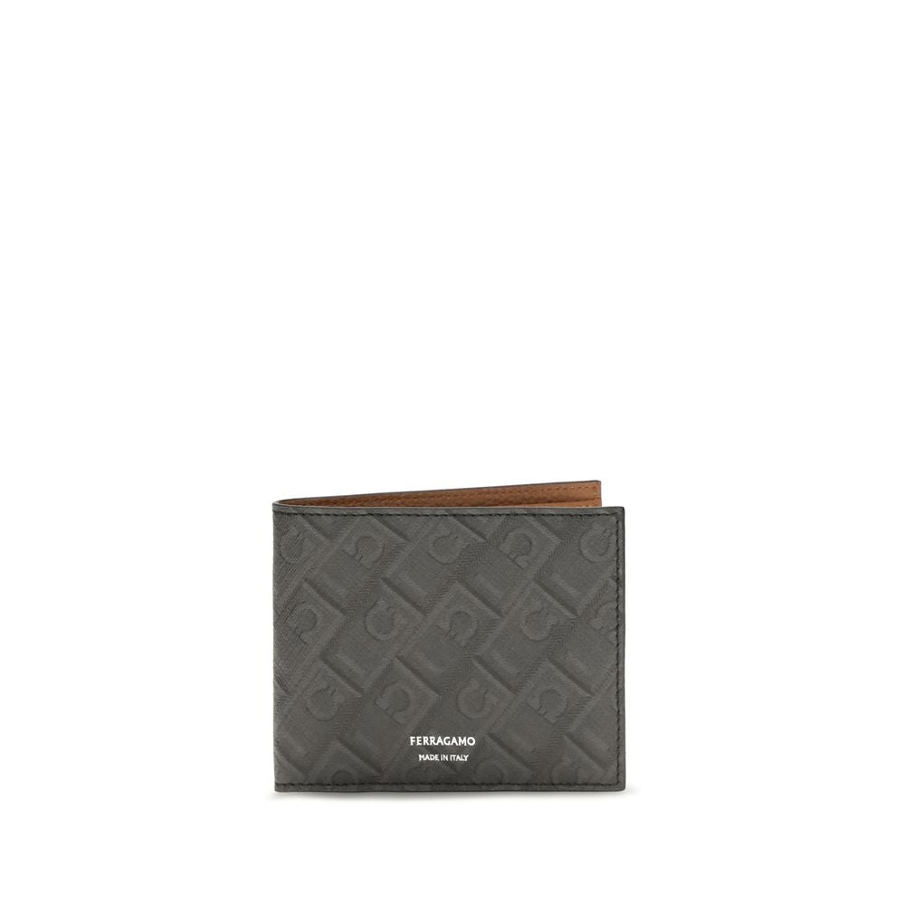 Ferragamo Gray Calf Leather Bos Taurus Wallet