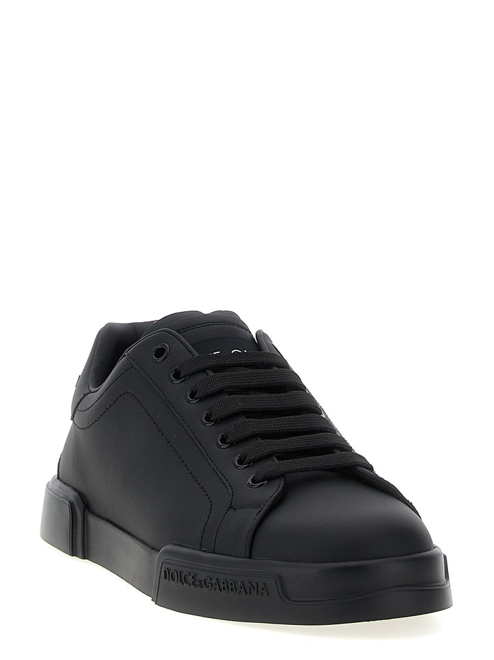 Dolce &amp; Gabbana Black Calfskin Low Top Sneakers