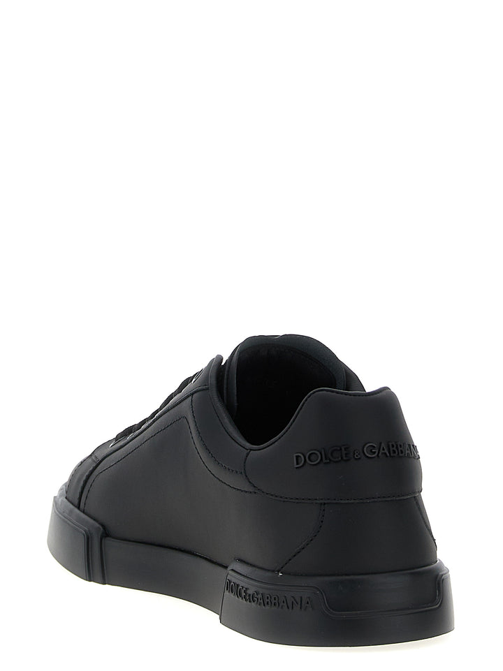 Dolce &amp; Gabbana Black Calfskin Low Top Sneakers