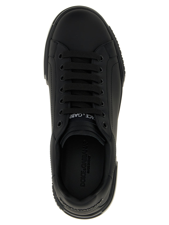 Dolce &amp; Gabbana Black Calfskin Low Top Sneakers