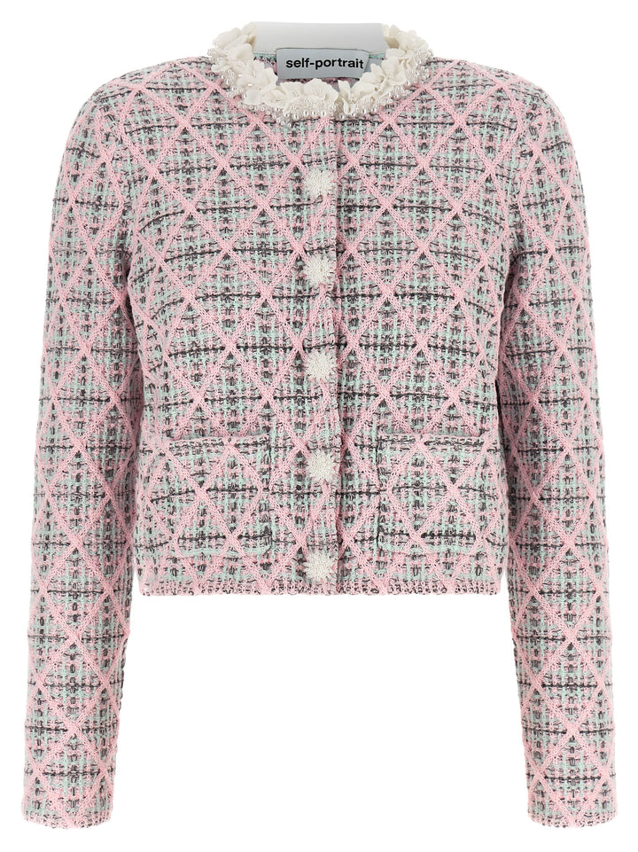 Self-Portrait Multicolor Cotton Cardigan