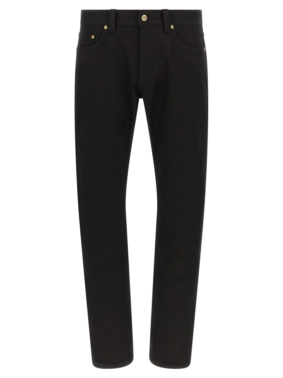 Versace Black Cotton Straight-Leg Jeans