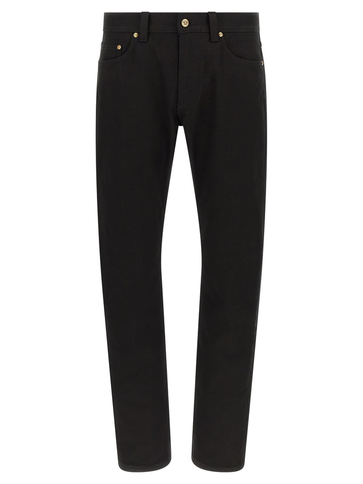 Versace Black Cotton Straight-Leg Jeans