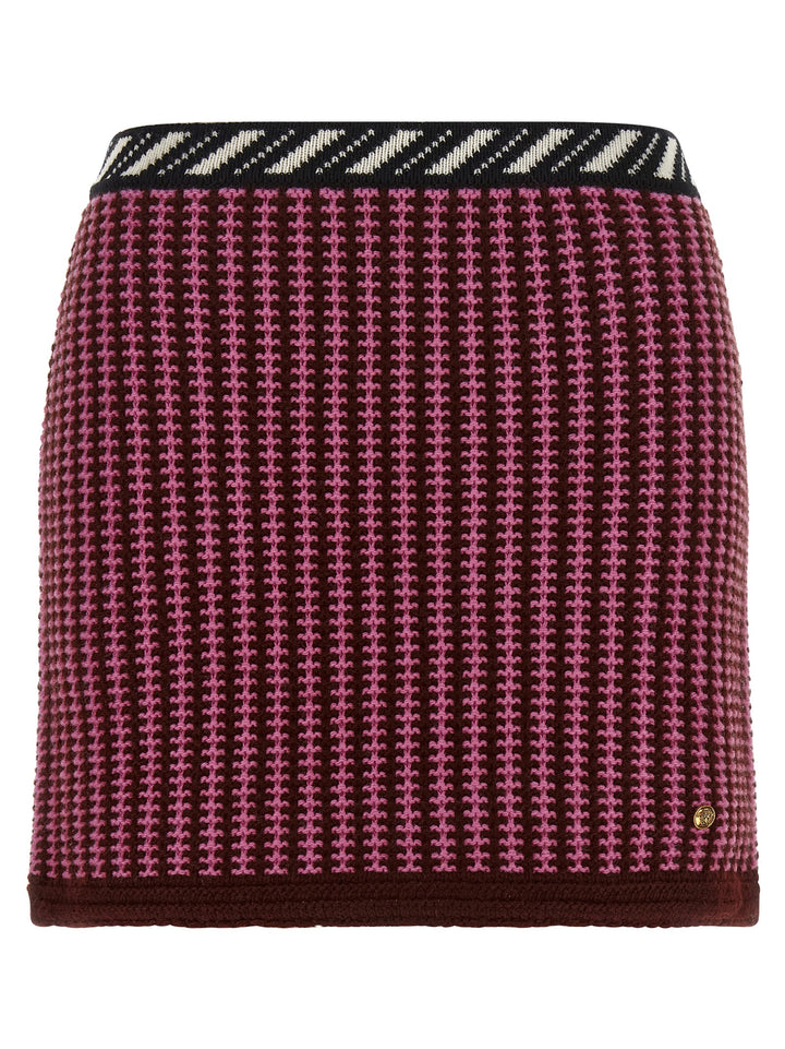 Versace Multicolor Virgin Wool Long Skirt