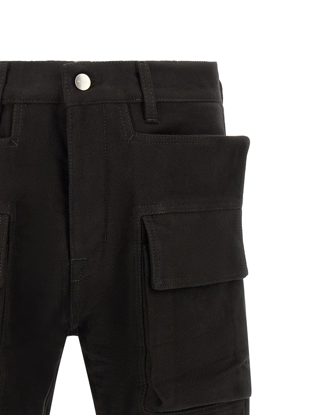 Rick Owens Black Cotton Cargo Pants