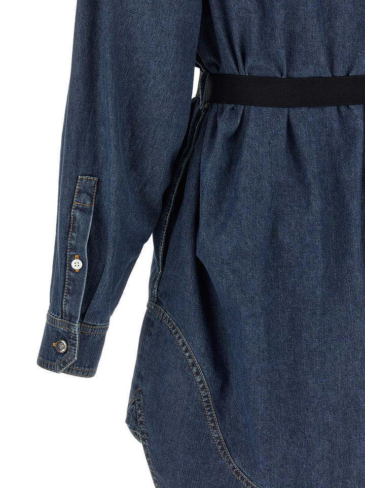 Versace Blue Cotton Short Dress