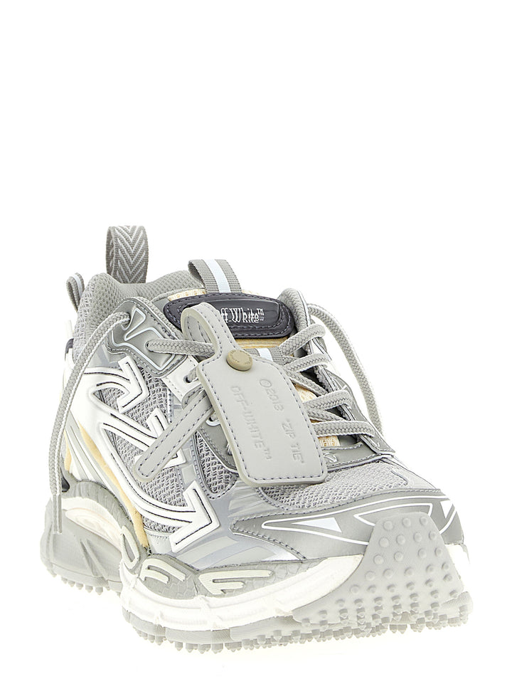 Off-White Silver Polyester Athletic Sneakers