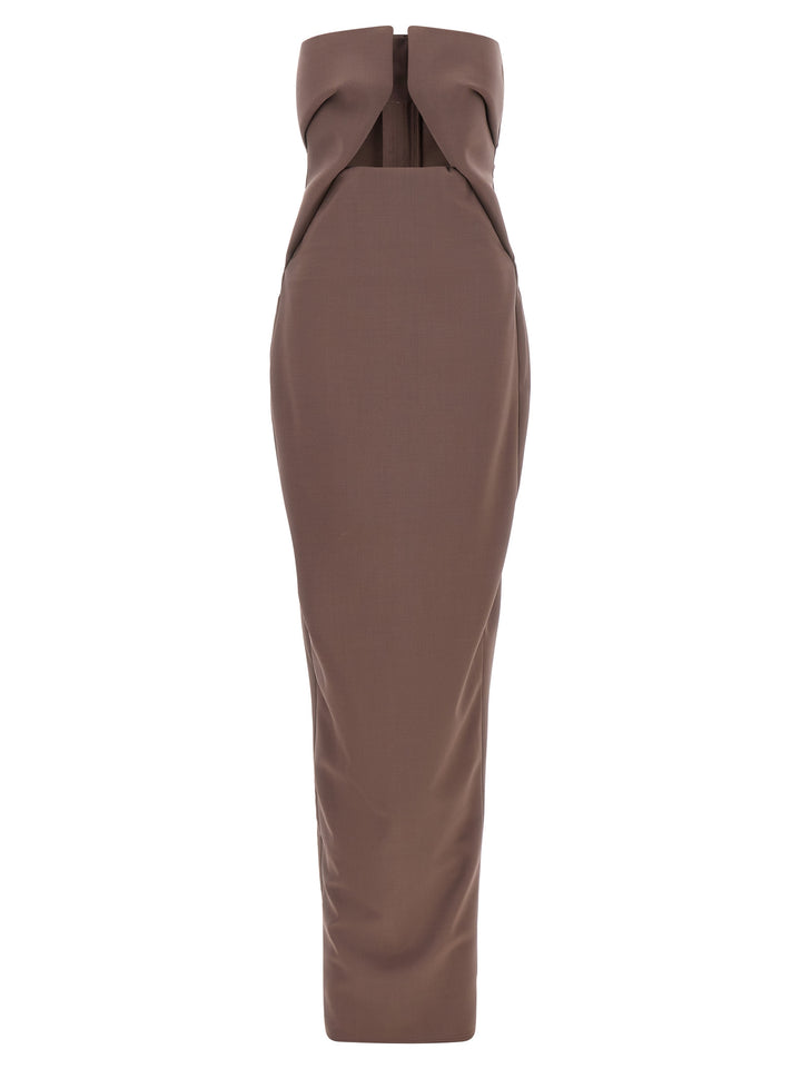 Rick Owens Brown Wool Long Dress