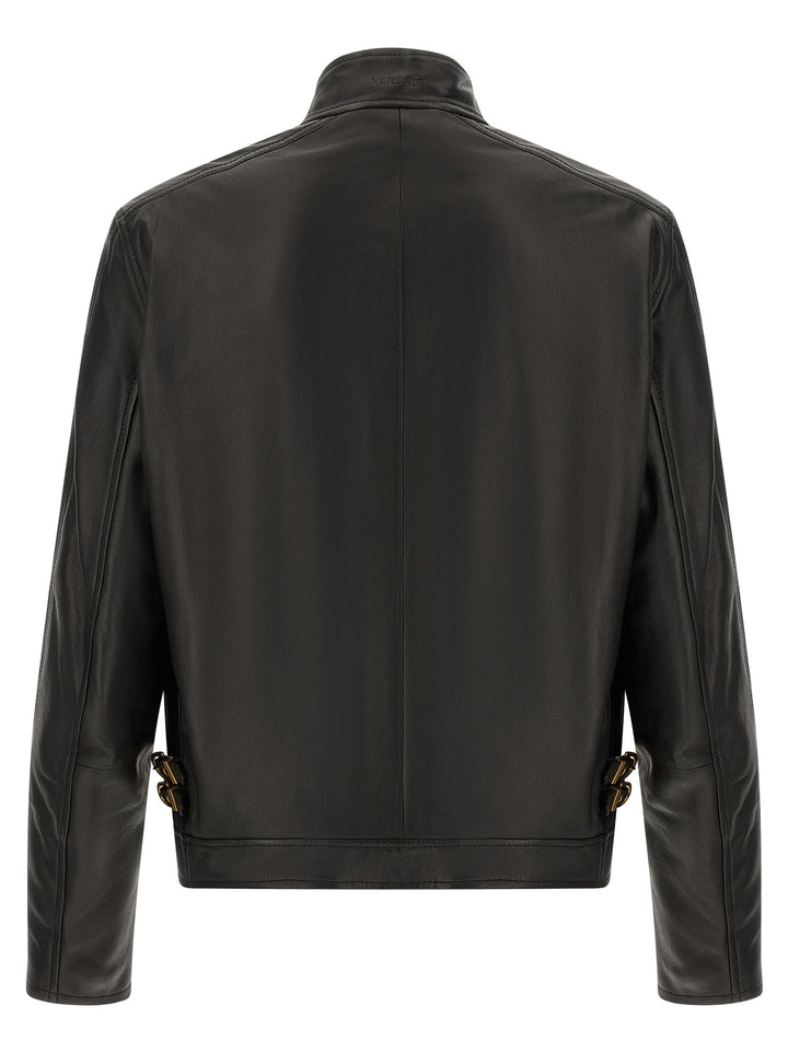 Versace Black Lamb Leather Leather Jacket