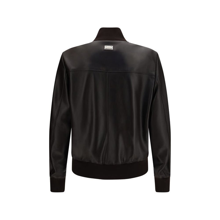 Dolce &amp; Gabbana Brown Lamb Ovis Aries Aries Leather Jacket