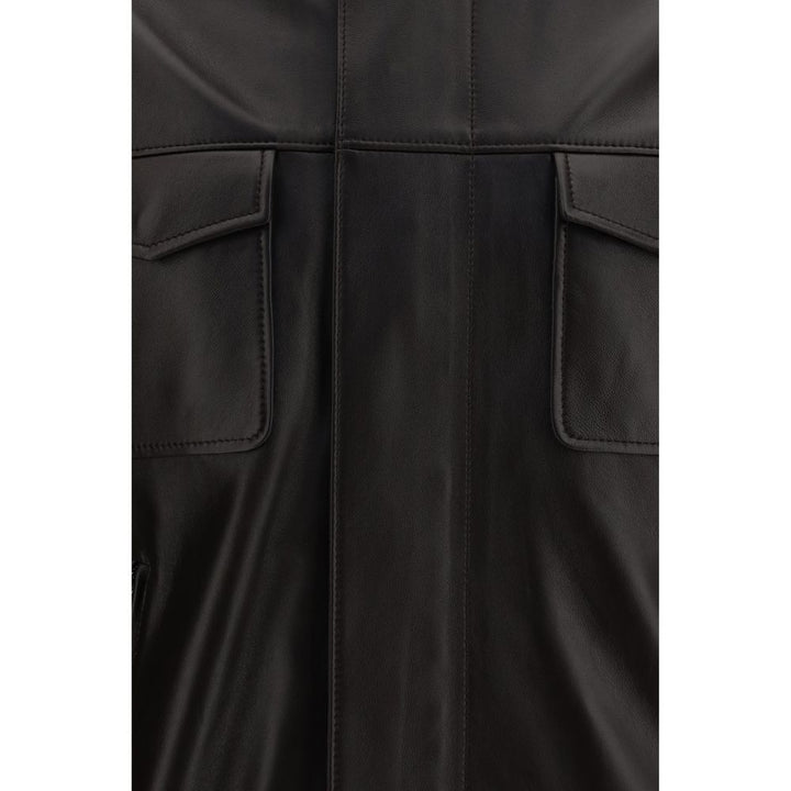 Dolce &amp; Gabbana Brown Lamb Ovis Aries Aries Leather Jacket