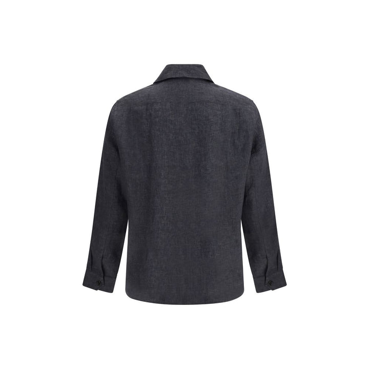 Brunello Cucinelli Gray Linen Dress Shirt