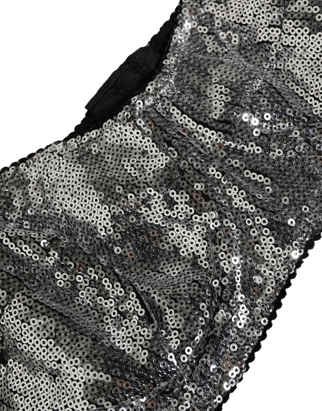 Dolce &amp; Gabbana Silver Sequined Nyon Balconnet Bra Underwear