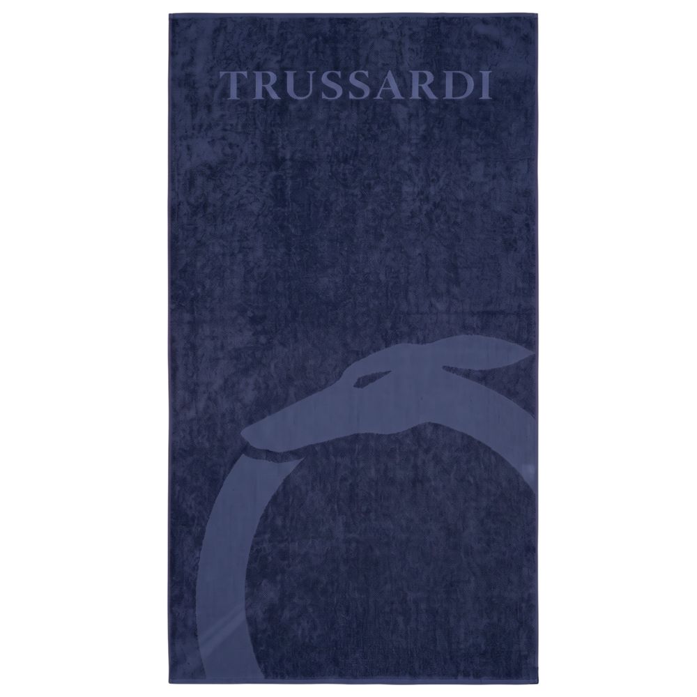 Trussardi Beachwear Blue Cotton Men’s Beach Towel