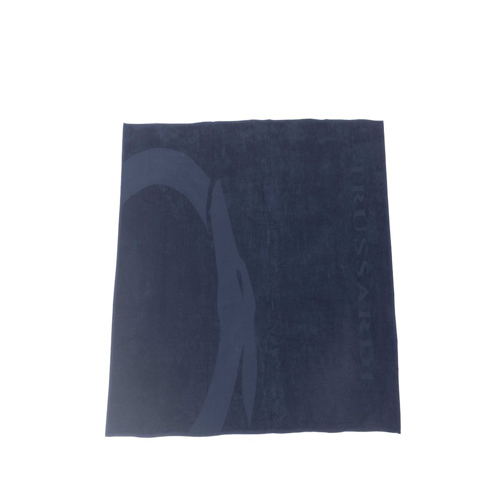 Trussardi Beachwear Blue Cotton Men’s Beach Towel