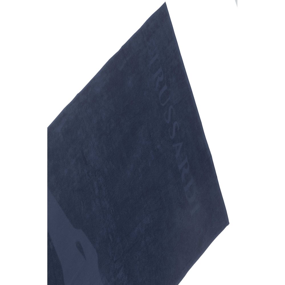 Trussardi Beachwear Blue Cotton Men’s Beach Towel