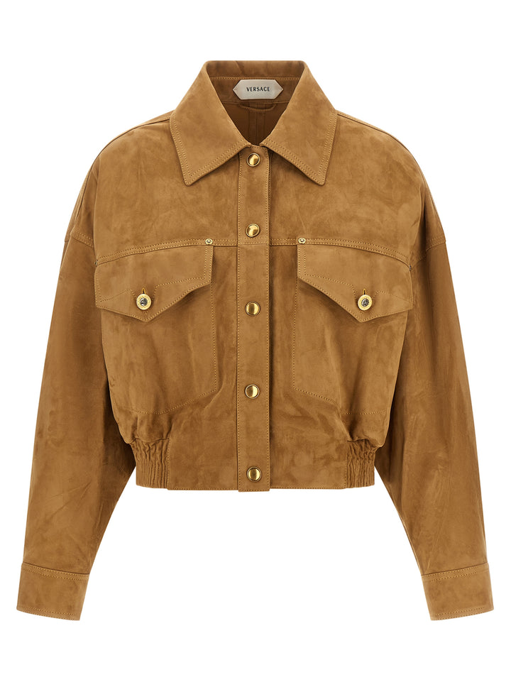 Versace Brown Lamb Leather Leather Jacket