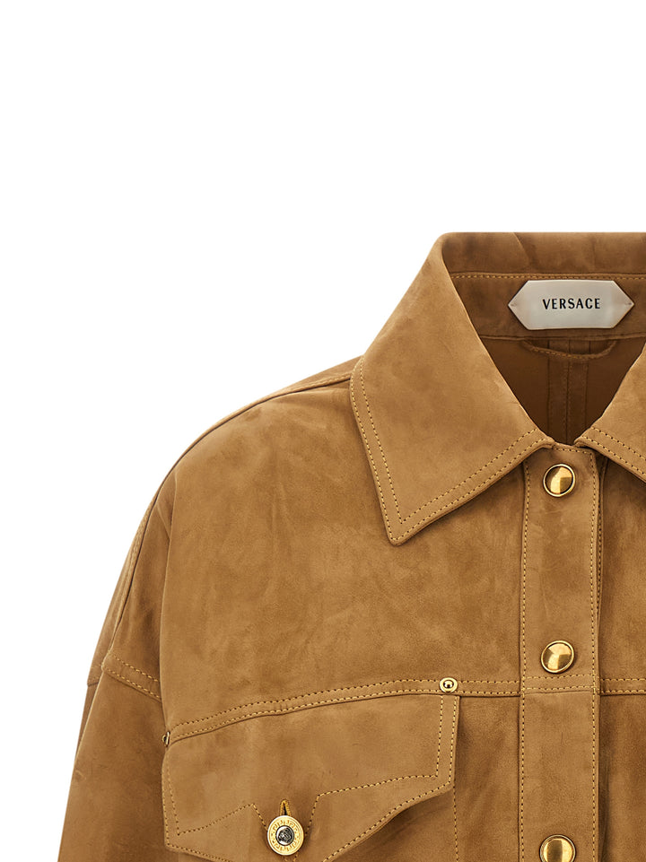 Versace Brown Lamb Leather Leather Jacket