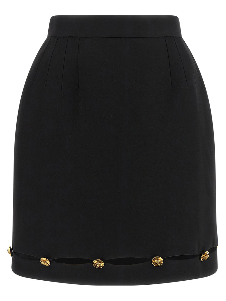 Versace Black Virgin Wool Long Skirt