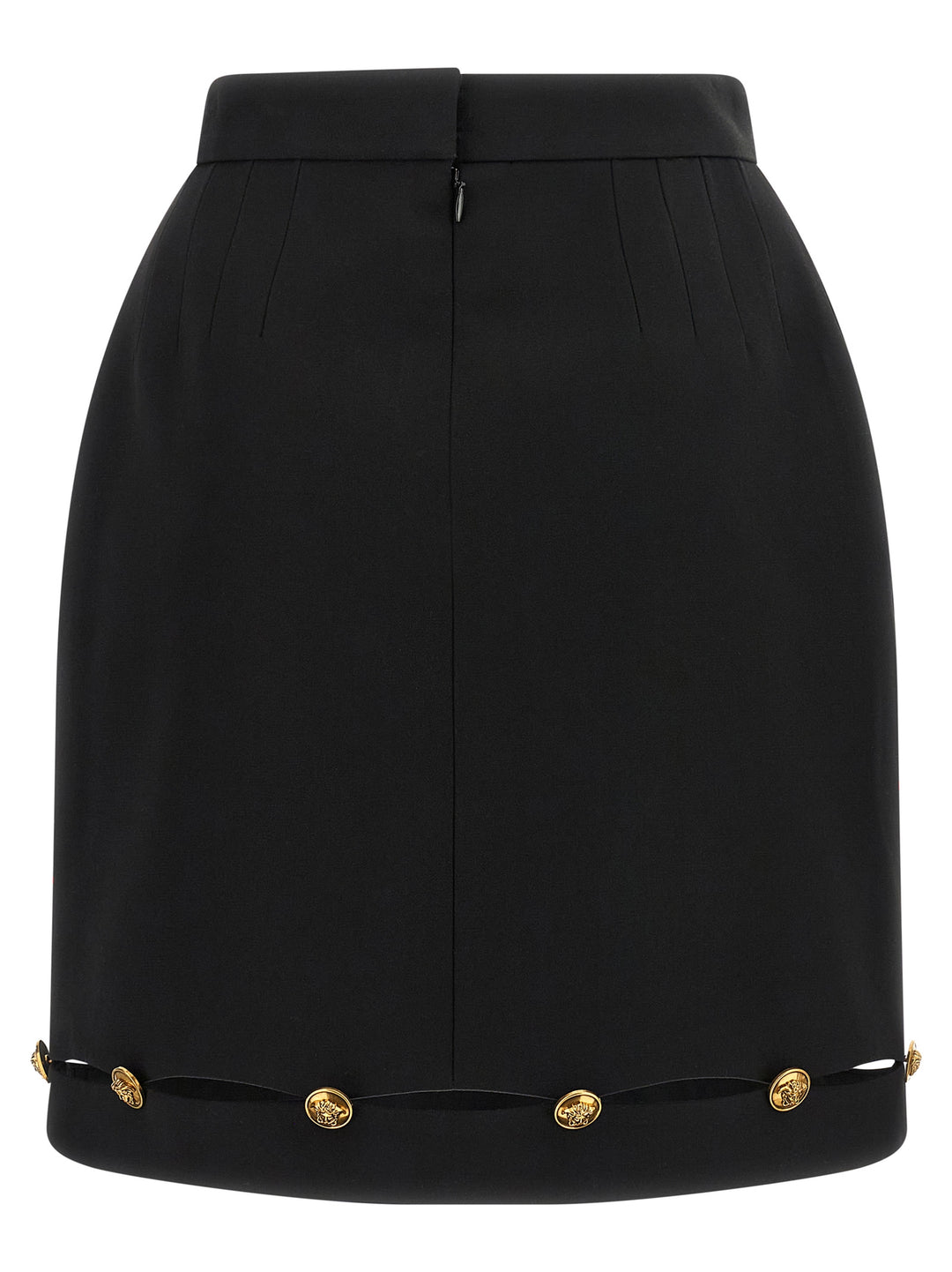 Versace Black Virgin Wool Long Skirt
