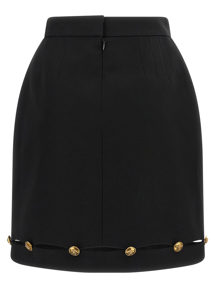 Versace Black Virgin Wool Long Skirt