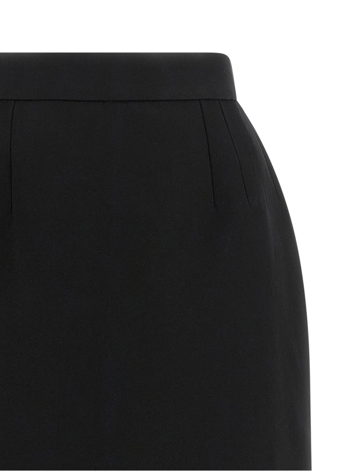 Versace Black Virgin Wool Long Skirt