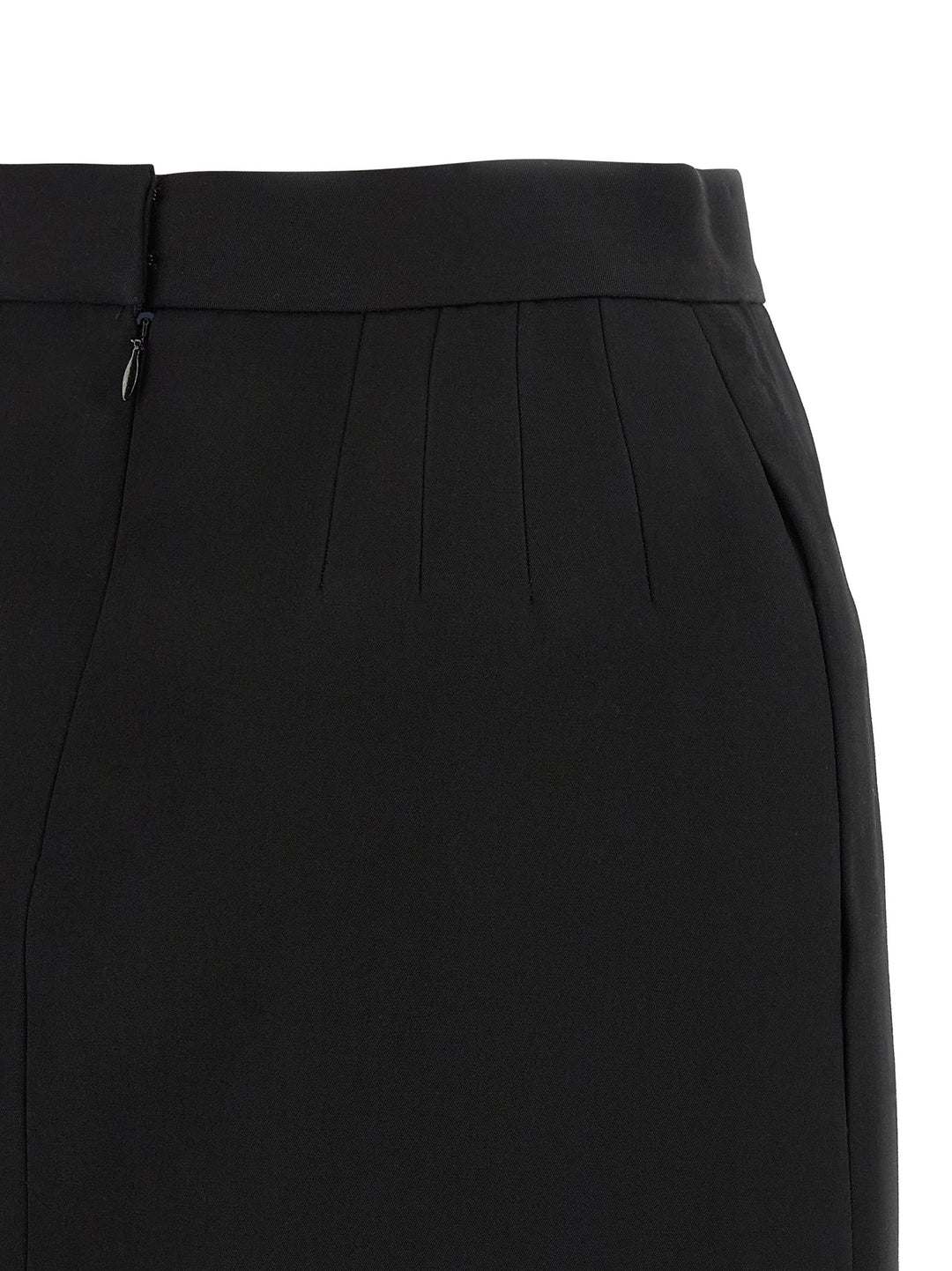 Versace Black Virgin Wool Long Skirt