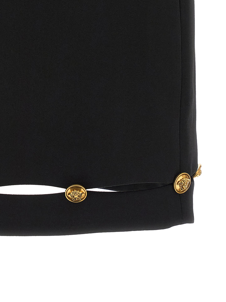 Versace Black Virgin Wool Long Skirt