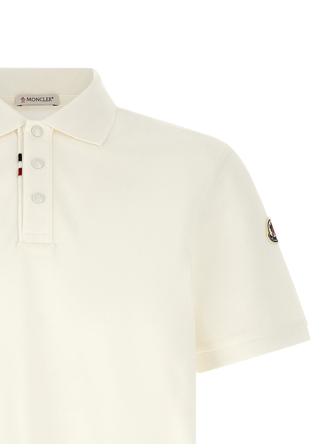 Moncler White Cotton Polo Shirt