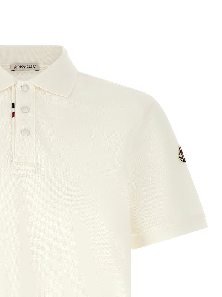 Moncler White Cotton Polo Shirt
