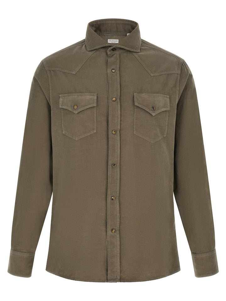Brunello Cucinelli Bicolor Cotton Blouse